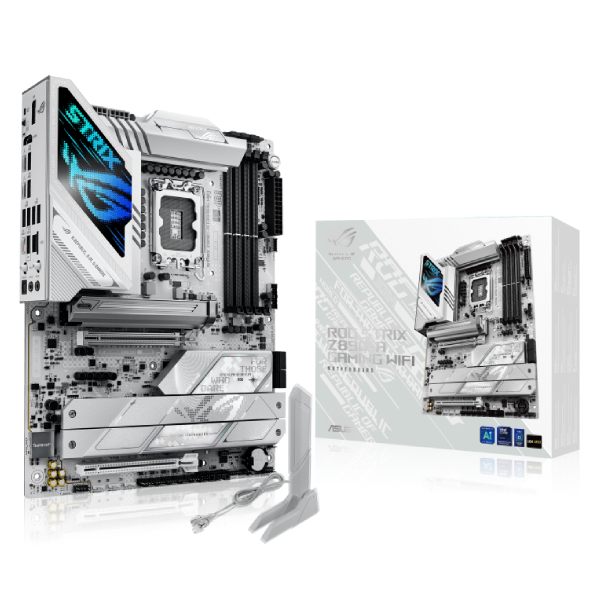  Z890 ATX Motherboard: 1851 Socket For Intel Core Ultra Processors<br>4x DDR5, 4x SATA 6Gb/s, PCIe 5.0, 1x M.2 Gen5 + 4x M.2 Gen4, Thunderbolt 4, 2.5GbE LAN, Wi-Fi 7 + Bluetooth 5.4, ROG SupremeFX 7.1 Surround Sound Audio, 2x Thunderbolt 4/HDMI/DP  